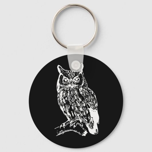 Schwarz-Weiß-Owl-Design Schlüsselanhänger (Vorderseite)
