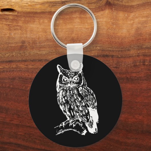 Schwarz-Weiß-Owl-Design Schlüsselanhänger (Rückseite)