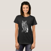 Schwarz-Weiß-Owl-Design T-Shirt (Vorne ganz)