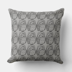 Schwarz-Weiß-Owls-Platz oder Lumbar Kissen