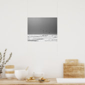 Schwarz-Weiß-Ozean-Horizont & Braune Pelikane 16x2 Poster (Küche)