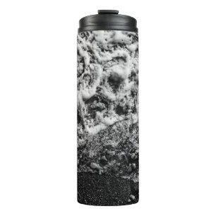 Schwarz-Weiß-Ozeanwellen-Reisebecher Thermosbecher