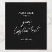 Schwarz-Weiß-Paare mit benutzerdefiniertem Textges Weinetikett (Einzelnes Label)