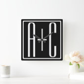 Schwarz/Weiß | Paarinitiativen Quadratische Wanduhr (Zuhause)