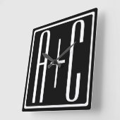 Schwarz/Weiß | Paarinitiativen Quadratische Wanduhr (Winkel)