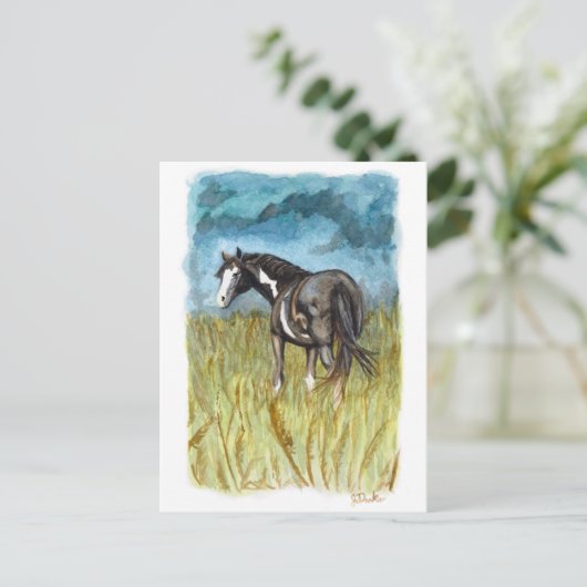Schwarz-Weiß-Paint Horst Wasserfarbe Kunst, Dichtu Postkarte (Stehend Vorderseite)