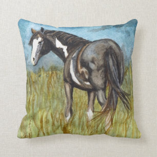 Schwarz-Weiß-Paint Horst Wasserfarbe Kunst Kissen