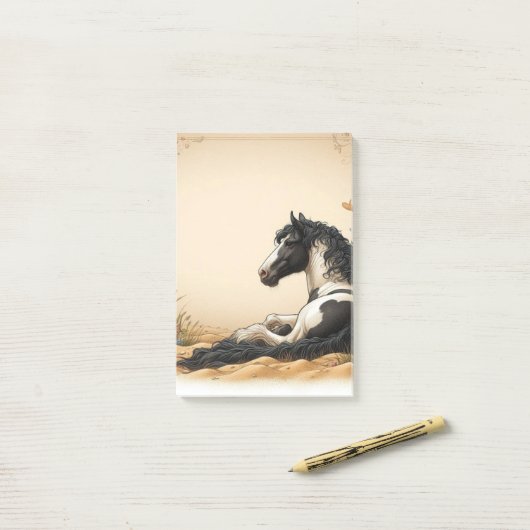 Schwarz-Weiß-Paint-Pferd Post-it Klebezettel (Auf Schreibtisch)