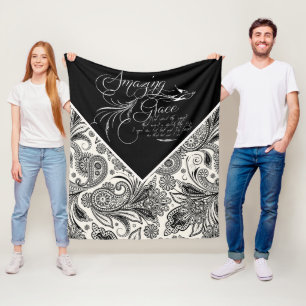 Schwarz-weiß Paisley Amazing Grace Fleecedecke