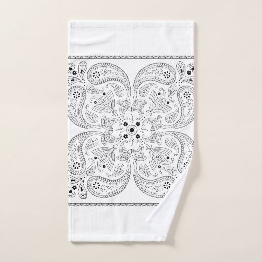 Schwarz-Weiß-Paisley  Badhandtuch Set (Handtuch)