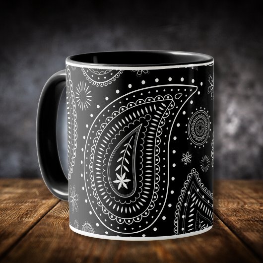 Schwarz-Weiß-Paisley-Charm Tasse