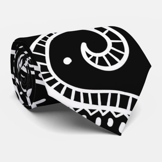 Schwarz-Weiß-Paisley-Design Krawatte (Gerollt)