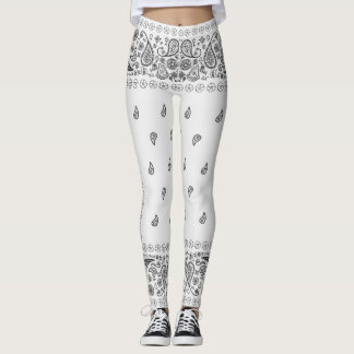 Schwarz-Weiß-Paisley-Design Leggings