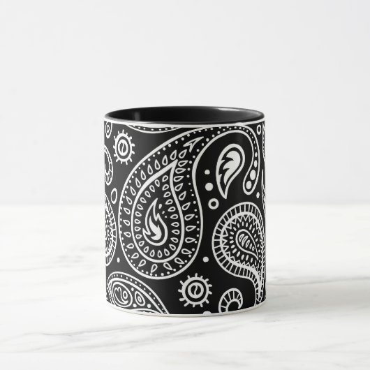 Schwarz-Weiß-Paisley-Design Tasse (Zentrum)