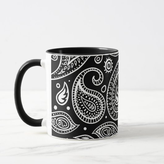 Schwarz-Weiß-Paisley-Design Tasse (Links)
