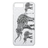 Schwarz-Weiß-Paisley-Elefant-Monogramm Case-Mate iPhone Hülle (Rückseite)