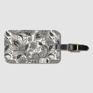 Schwarz-weiß Paisley Gepäckanhänger