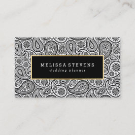 Schwarz-Weiß-Paisley-Gold-Akzent Visitenkarte