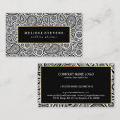 Schwarz-Weiß-Paisley-Gold-Akzent Visitenkarte (Vorne/Hinten)