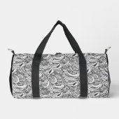 Schwarz-Weiß-Paisley-individuelle Name Duffle Bag (Vorderseite)