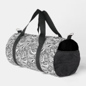 Schwarz-Weiß-Paisley-individuelle Name Duffle Bag (Rechte Ecke)