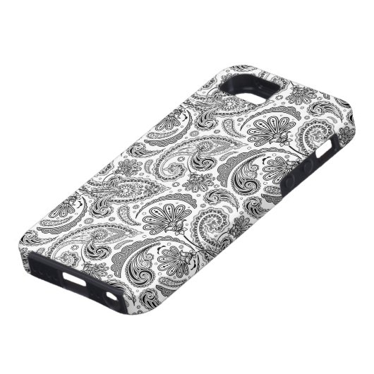 Schwarz-Weiß-Paisley-Lace Retro-Muster Case-Mate iPhone Hülle (unten)