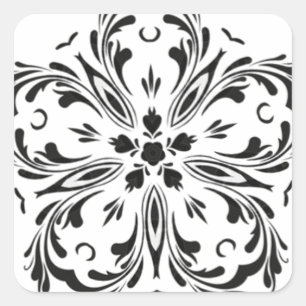 Schwarz-weiß Paisley Look Star Design Quadratischer Aufkleber