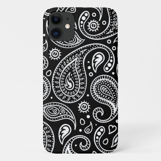 Schwarz-Weiß-Paisley-Muster Case-Mate iPhone Hülle (Rückseite)