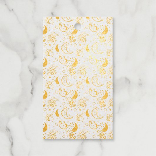 Schwarz-Weiß-Paisley-Muster - Elegante Textilkunst Geschenkanhänger (Vorderseite)