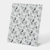 Schwarz-Weiß-Paisley-Muster - Elegante Textilkunst Sockelschild (Vorderseite)