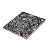 Schwarz-Weiß-Paisley-Muster Fliese (Seite)