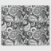 Schwarz-Weiß-Paisley-Muster Geschenkpapier (Flach)