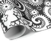 Schwarz-Weiß-Paisley-Muster Geschenkpapier (Rolleneckpunkt)