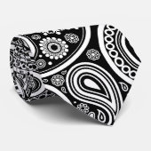 Schwarz-Weiß-Paisley-Muster Krawatte (Gerollt)