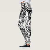 Schwarz-Weiß-Paisley-Muster Leggings (Links)