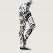 Schwarz-Weiß-Paisley-Muster Leggings (Rechts)