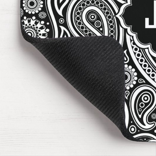 Schwarz-Weiß-Paisley-Muster Mousepad (Ecke)