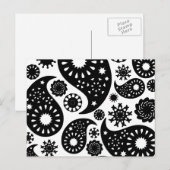 Schwarz-Weiß-Paisley-Muster. Postkarte (Vorne/Hinten)