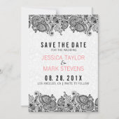 Schwarz-Weiß-Paisley-Spitzen und Damaskus Magneteinladung (Vorderseite)