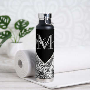 Schwarz-weiß Paisley Trinkflasche