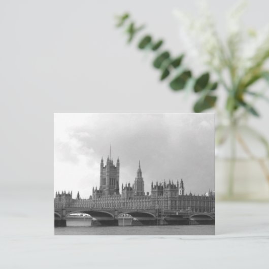Schwarz-Weiß-Palast Westminster Postkarte (Stehend Vorderseite)