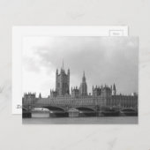Schwarz-Weiß-Palast Westminster Postkarte (Vorne/Hinten)