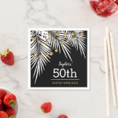 Schwarz-Weiß-Palm-50.-Geburtstagsfeier Serviette (Beispiel)