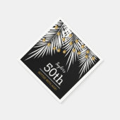 Schwarz-Weiß-Palm-50.-Geburtstagsfeier Serviette (Ecke)