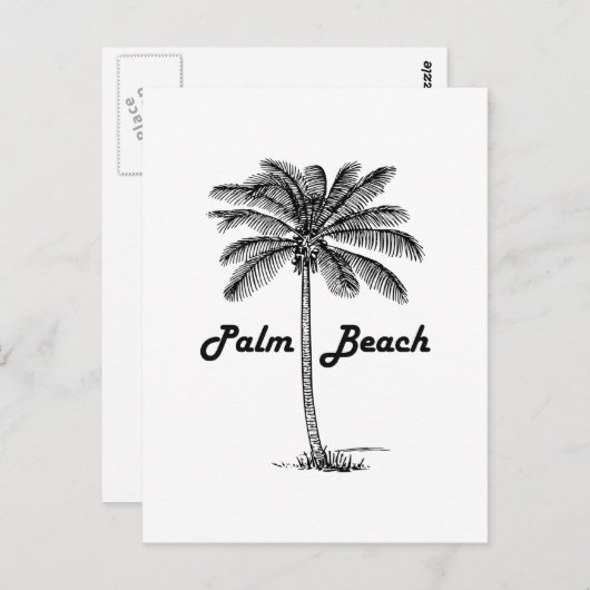 Schwarz-Weiß Palm Beach Florida & Palm Design Postkarte (Vorne/Hinten)