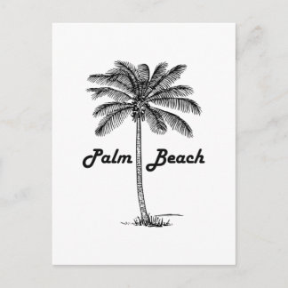 Schwarz-Weiß Palm Beach Florida & Palm Design Postkarte