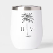 Schwarz-Weiß-Palm-Palmetto-Baum-Monogramm (Rückseite)