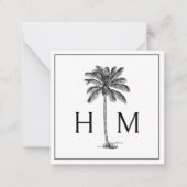 Schwarz-Weiß-Palm-Palmetto-Baum-Monogramm Mitteilungskarte (Vorderseite)