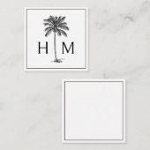 Schwarz-Weiß-Palm-Palmetto-Baum-Monogramm Mitteilungskarte (Vorne/Hinten)