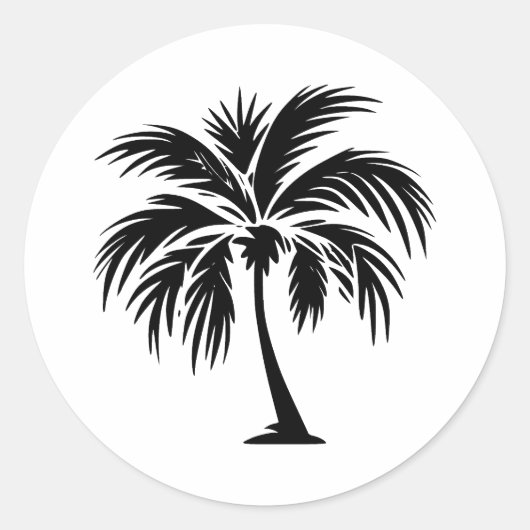 Schwarz-Weiß-Palm Runder Aufkleber (Vorderseite)